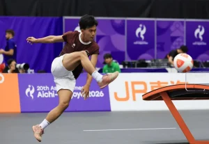 Aksi Yoga Ardika Rebut Podium Perunggu Teqball Tunggal Putra